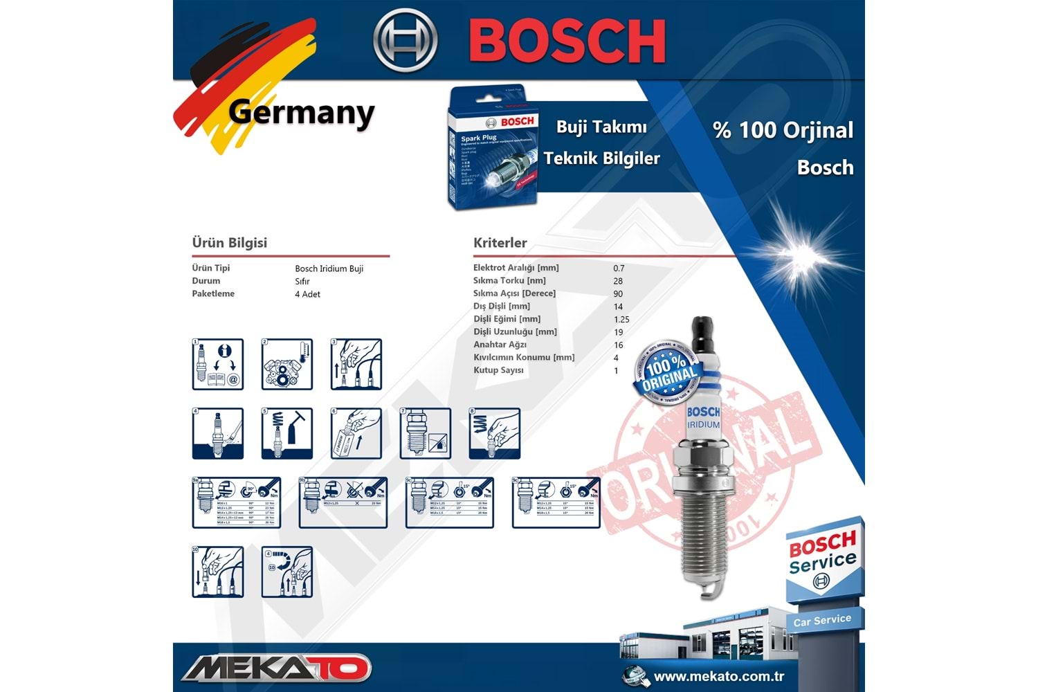 Bmw 1 Seri E87 Lpg Bosch İridyum Buji Takımı 4 Adet 2004-2011