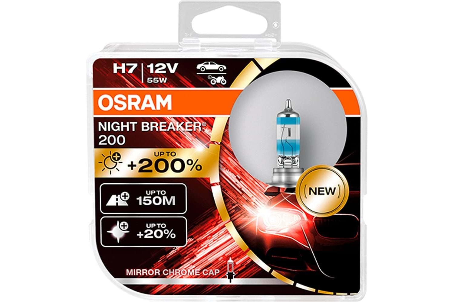 Osram Night Breaker 200 H7 Ampul Seti New 12V-55W