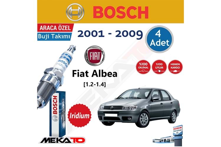 Bosch Fiat Albea (1.2-1.4) Lpg İridyum (2001-2009) Buji Takımı 4 Ad.