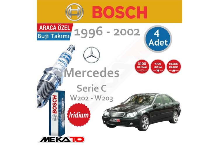 Bosch Mercedes Seri C (W202-W203) İridyum (1996-2002) Buji Takımı 4 Ad.