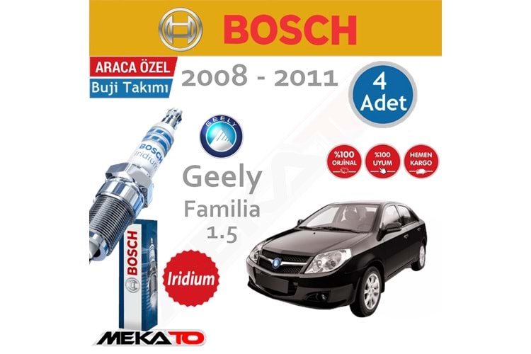 Bosch Geely Familia Lpg (1.5) İridyum (2008-2011) Buji Takımı 4 Ad.
