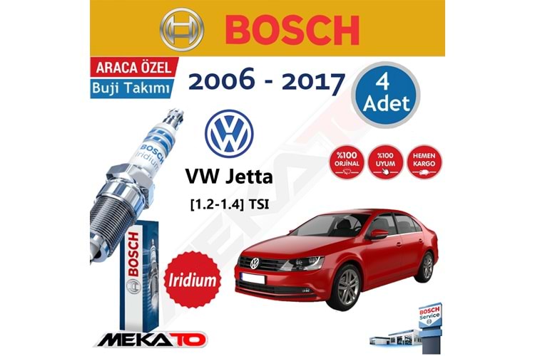 Bosch VW Jetta 1.2 1.4 TSI İridyum 2006-2014 Buji Takımı 4 Ad.