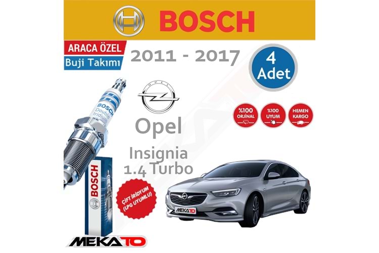 Bosch Opel Insignia 1.4 Turbo Çift İridyum Buji Takımı 2011-2017 4 Ad.